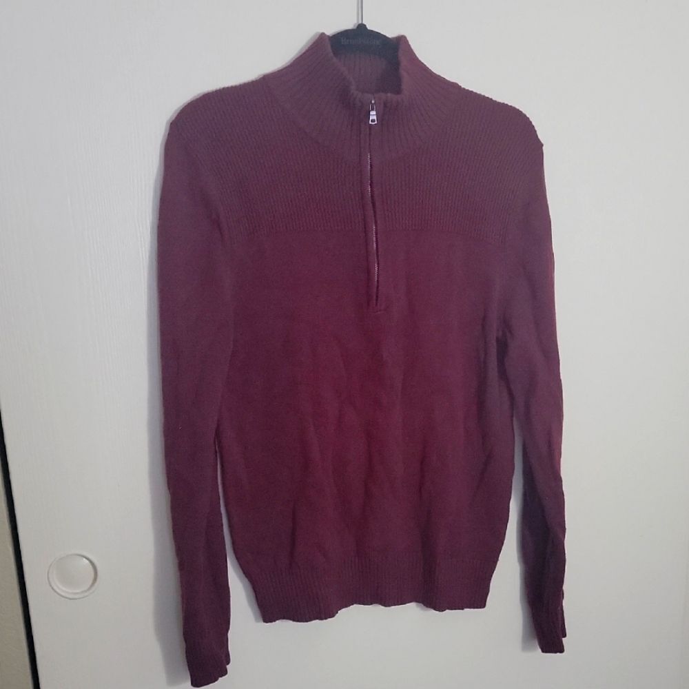 Merona Red Zip Up Sweater with Fine Knit Texture